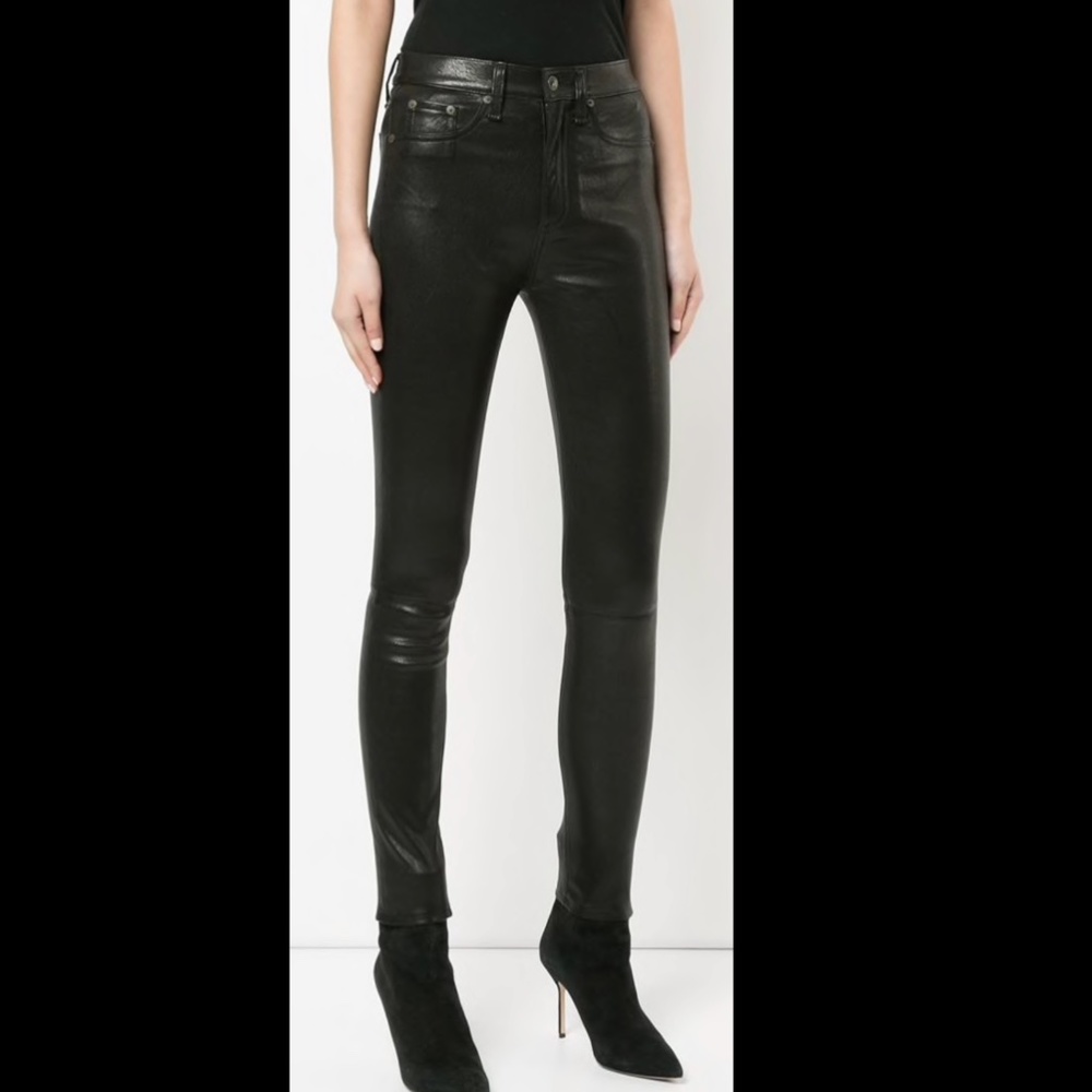 Rag and Bone Black Leather Skinny Pant Jeans